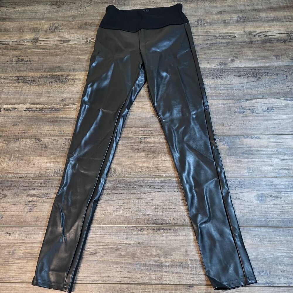 Spanx Red Hot leather look shaping leggings pants small sexy black